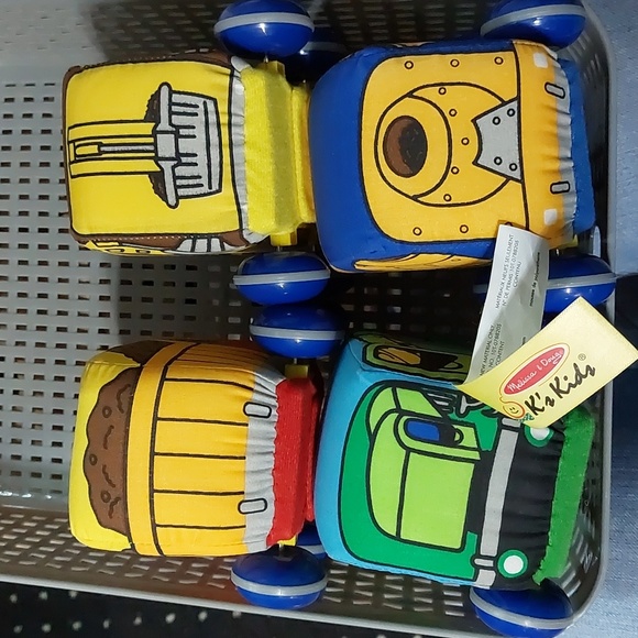 Melissa & Doug Pull-Back Construction Vehicles•Soft Baby Toy•Set of 4 - Picture 3 of 12